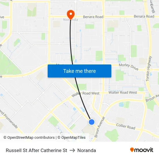 Russell St After Catherine St to Noranda map