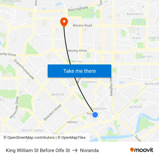 King William St Before Olfe St to Noranda map