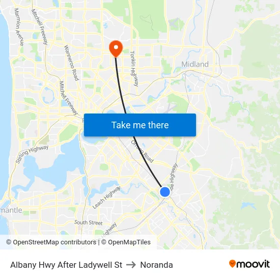 Albany Hwy After Ladywell St to Noranda map