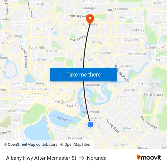 Albany Hwy After Mcmaster St to Noranda map