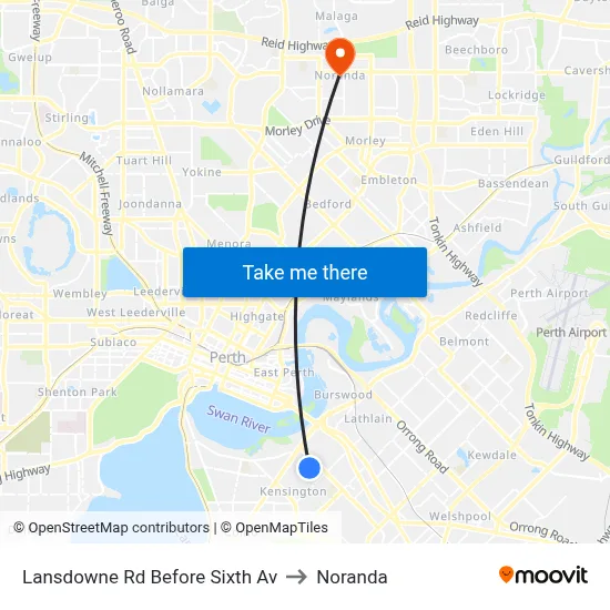 Lansdowne Rd Before Sixth Av to Noranda map