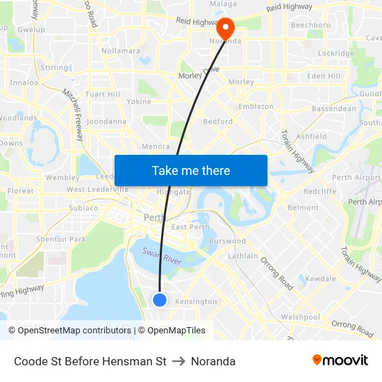 Coode St Before Hensman St to Noranda map