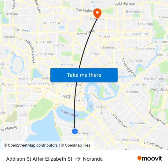 Addison St After Elizabeth St to Noranda map