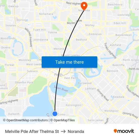 Melville Pde After Thelma St to Noranda map