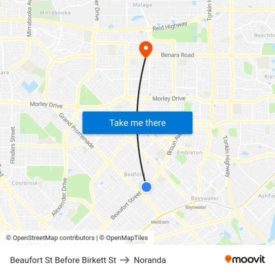 Beaufort St Before Birkett St to Noranda map