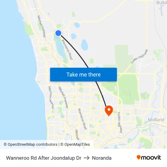 Wanneroo Rd After Joondalup Dr to Noranda map