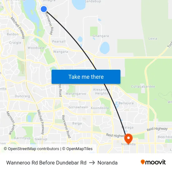 Wanneroo Rd Before Dundebar Rd to Noranda map