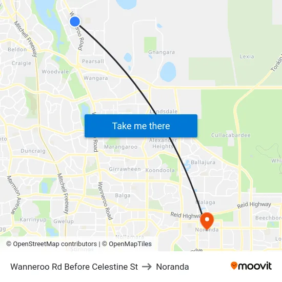 Wanneroo Rd Before Celestine St to Noranda map