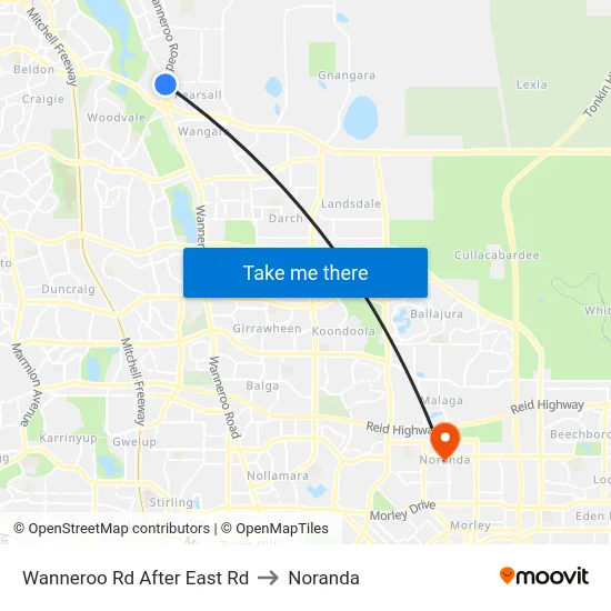 Wanneroo Rd After East Rd to Noranda map