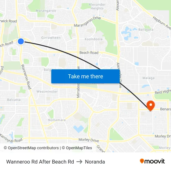 Wanneroo Rd After Beach Rd to Noranda map