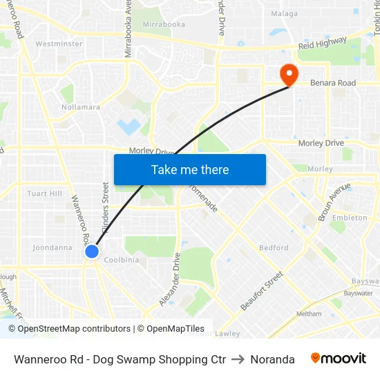 Wanneroo Rd - Dog Swamp Shopping Ctr to Noranda map
