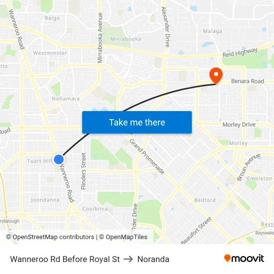 Wanneroo Rd Before Royal St to Noranda map