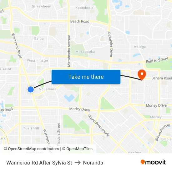 Wanneroo Rd After Sylvia St to Noranda map