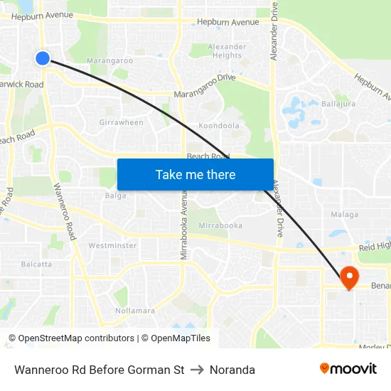 Wanneroo Rd Before Gorman St to Noranda map
