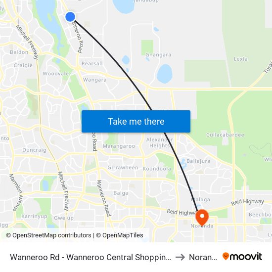 Wanneroo Rd - Wanneroo Central Shopping Ctr to Noranda map
