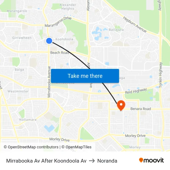 Mirrabooka Av After Koondoola Av to Noranda map