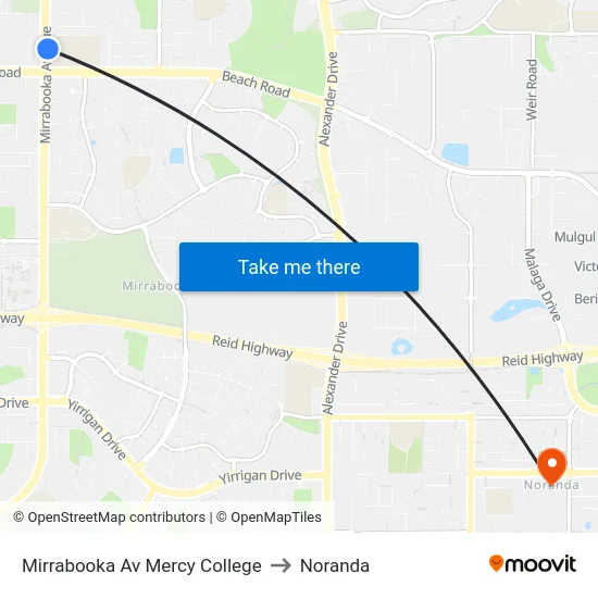 Mirrabooka Av Mercy College to Noranda map