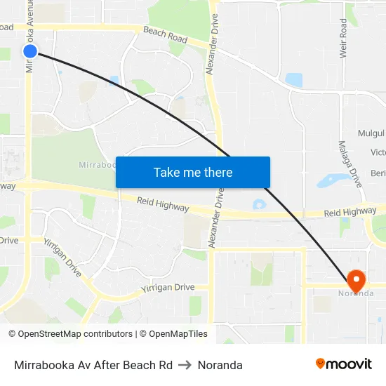 Mirrabooka Av After Beach Rd to Noranda map