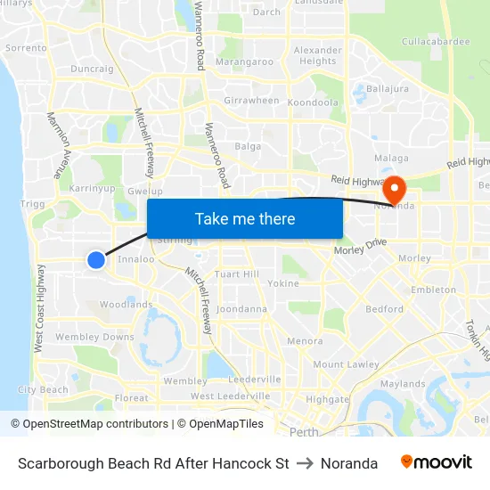 Scarborough Beach Rd After Hancock St to Noranda map