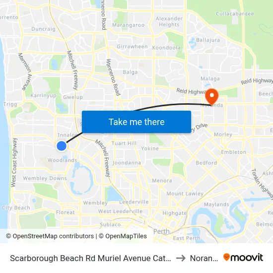Scarborough Beach Rd Muriel Avenue Cat Id 32 to Noranda map