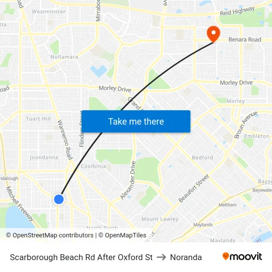 Scarborough Beach Rd After Oxford St to Noranda map