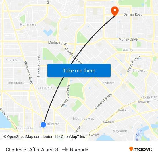 Charles St After Albert St to Noranda map