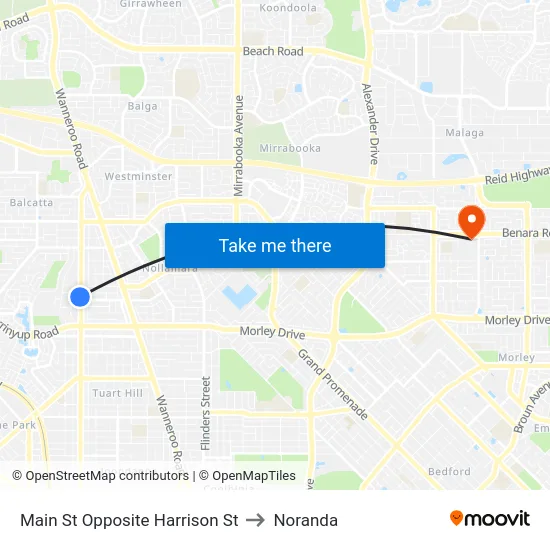 Main St Opposite Harrison St to Noranda map