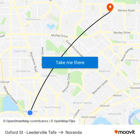 Oxford St - Leederville Tafe to Noranda map