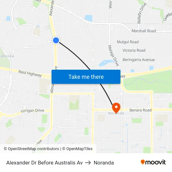 Alexander Dr Before Australis Av to Noranda map