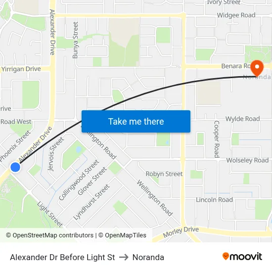 Alexander Dr Before Light St to Noranda map