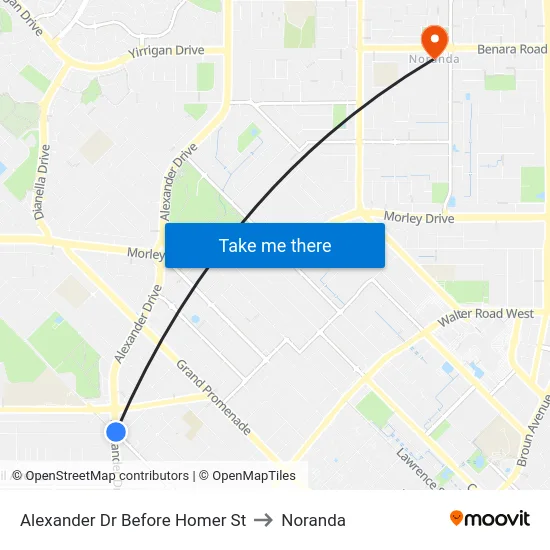 Alexander Dr Before Homer St to Noranda map