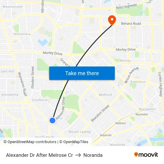 Alexander Dr After Melrose Cr to Noranda map