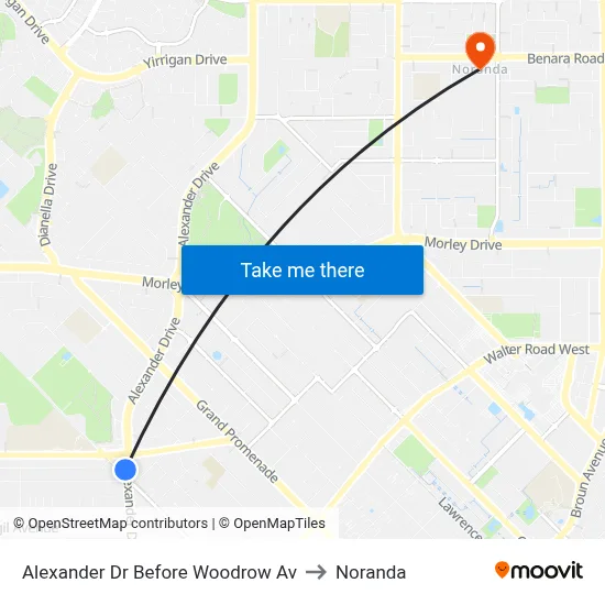 Alexander Dr Before Woodrow Av to Noranda map