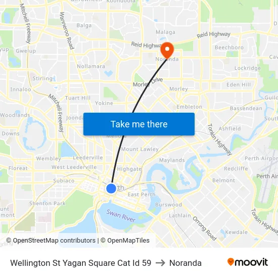 Wellington St Yagan Square Cat Id 59 to Noranda map