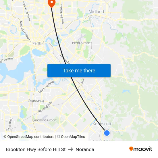 Brookton Hwy Before Hill St to Noranda map