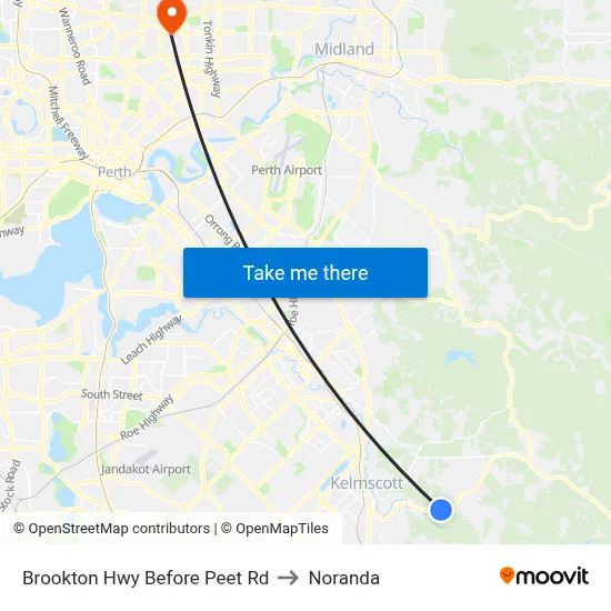 Brookton Hwy Before Peet Rd to Noranda map