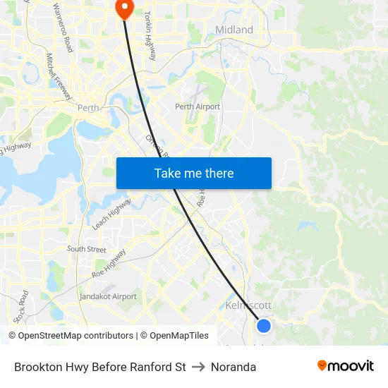 Brookton Hwy Before Ranford St to Noranda map