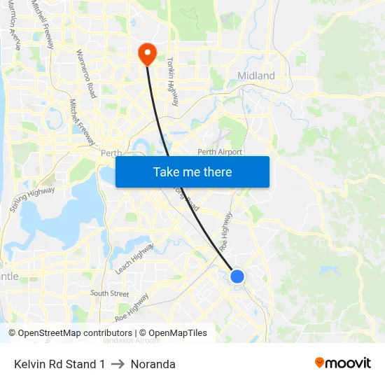 Kelvin Rd Stand 1 to Noranda map
