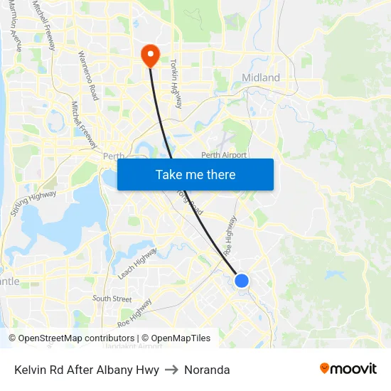 Kelvin Rd After Albany Hwy to Noranda map