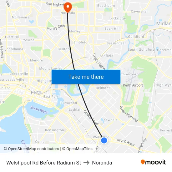 Welshpool Rd Before Radium St to Noranda map
