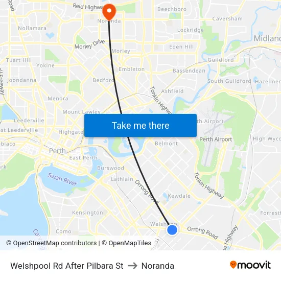 Welshpool Rd After Pilbara St to Noranda map