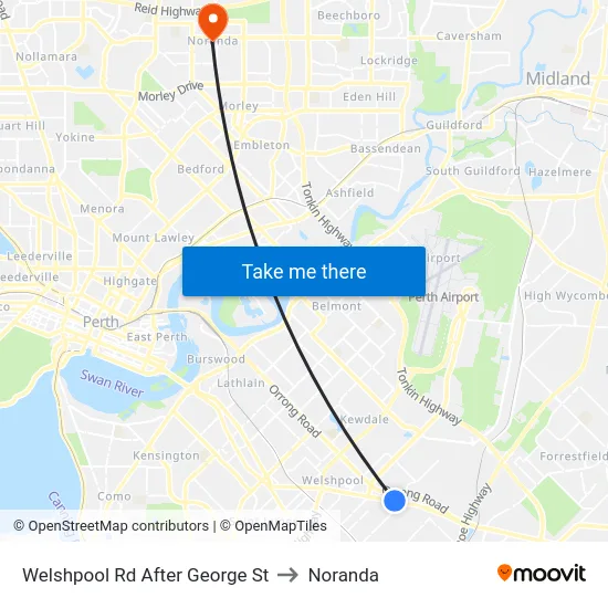 Welshpool Rd After George St to Noranda map
