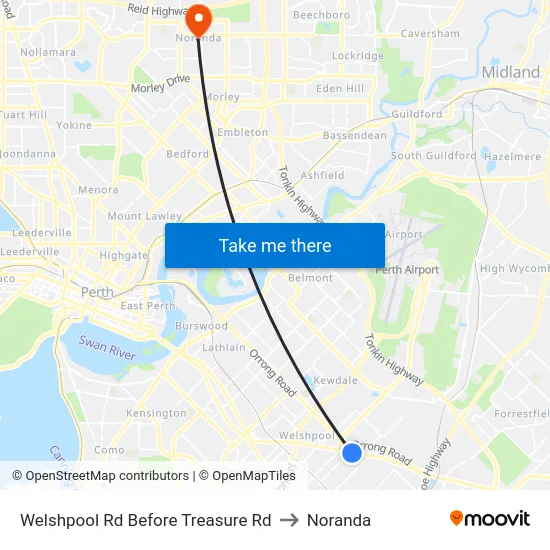 Welshpool Rd Before Treasure Rd to Noranda map