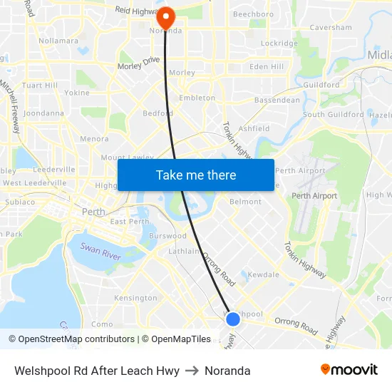 Welshpool Rd After Leach Hwy to Noranda map