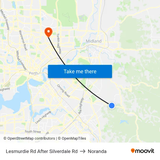 Lesmurdie Rd After Silverdale Rd to Noranda map