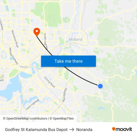 Godfrey St Kalamunda Bus Depot to Noranda map