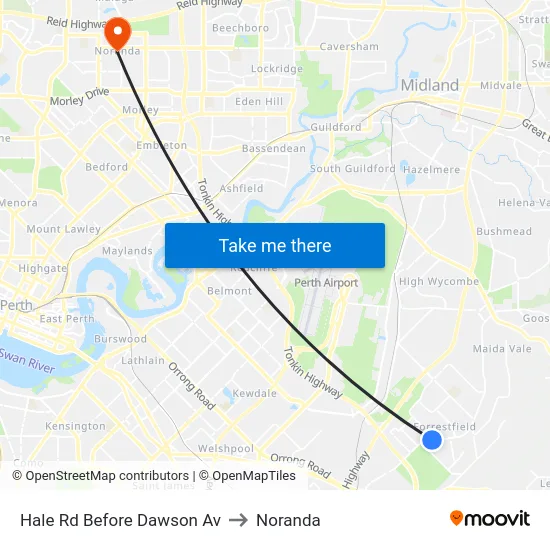 Hale Rd Before Dawson Av to Noranda map