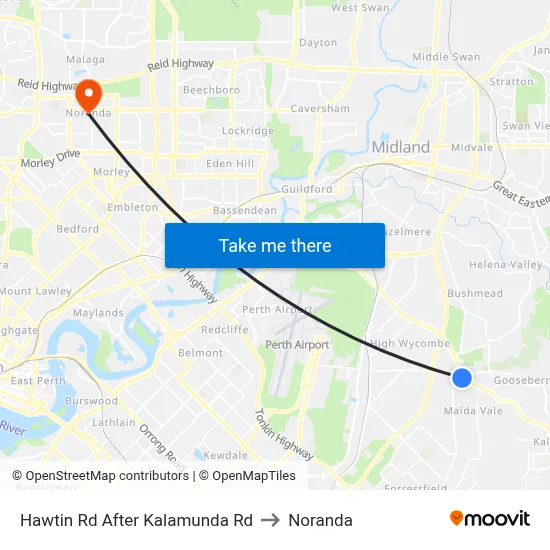 Hawtin Rd After Kalamunda Rd to Noranda map