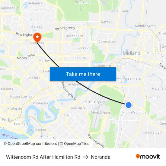Wittenoom Rd After Hamilton Rd to Noranda map