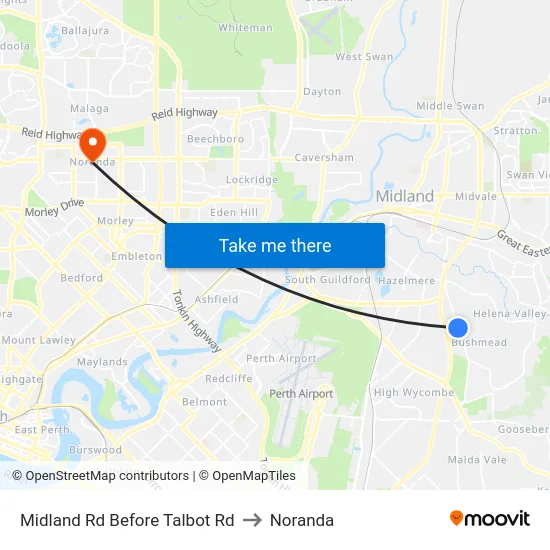 Midland Rd Before Talbot Rd to Noranda map